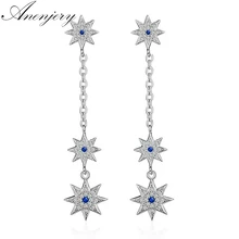 Anenjery роскошные 925 пробы серебряные микро CZ циркониевые звезды длинные серьги с кисточками для женщин серебряные 925 ювелирные изделия oorbellen S-E556