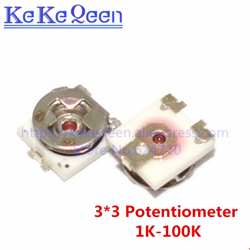100PCS/LOT 3*3 100R/200R/500R/1K/2K/5K/10K/20K/50K/100K 3X3 SMD Single-loop potentiometer | Обустройство дома