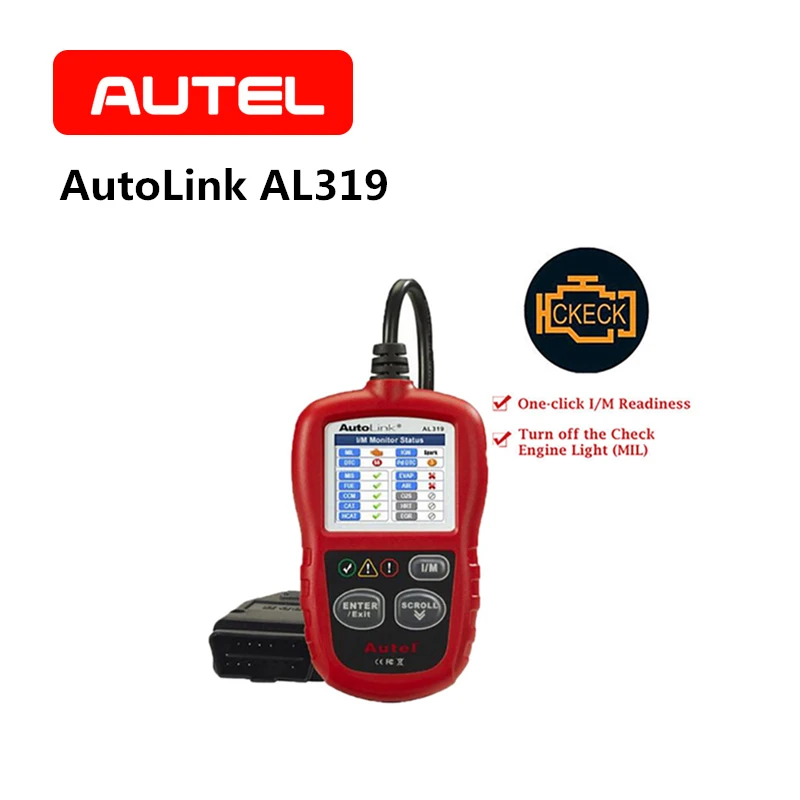 AUTEL AutoLink AL319 автомобильный диагностический инструмент считыватель кодов EOBD OBDII MIL