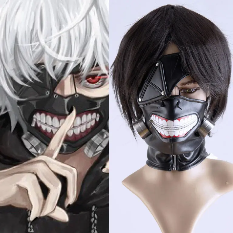 Anime Tokyo Ghoul Kaneki Ken Adjustable Zipper Masks PU Leather Cosplay Mask