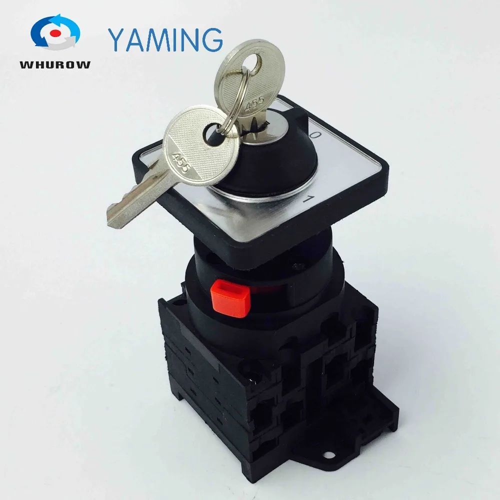 

Yaming electric Rotary changeover switch 2 position 0-1 on-off 3 phases with key easy install 690V 20A YMW42-20/3S