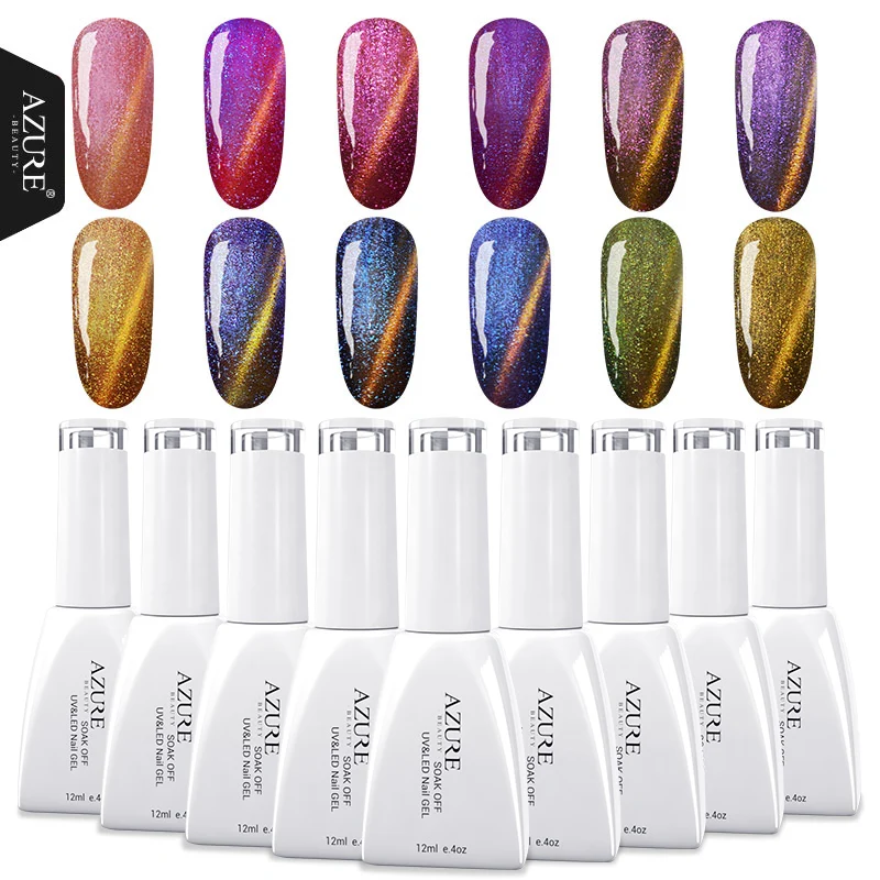 

Azure Beauty Magnetic Chameleon Soak-Off UV Gel 3D Cat Eyes Nail Gel Polish 12ML Long-Lasting Need Black Color Base Nail Gel