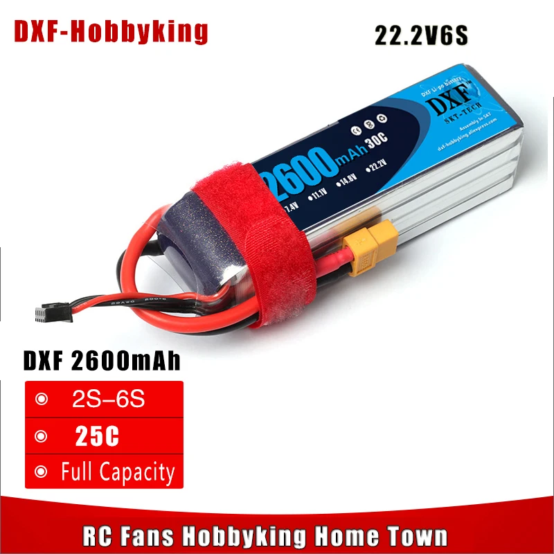 2017 DXF мощность высокое качество lipo батарея 22,2 v 2600 mAh 6 S 30C для rc вертолет rc автомобиль rc лодка Квадрокоптер литий-полимерный battey