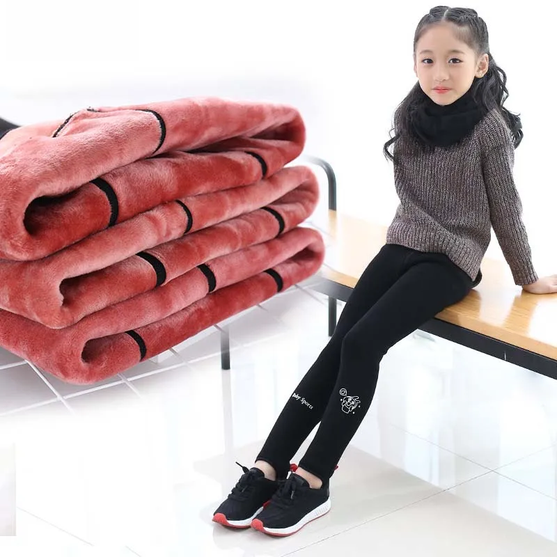 

Kids leggings 2018 new autumn winter leggings girls cotton double layer plus velvet thickening leggings warm pants for girls