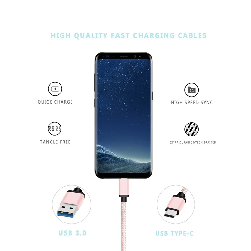 USB Type C зарядный кабель для Samsung Galaxy S10 + S9 S8 Plus A9 Star A7 A5 A3 2017 2018 3 м 2 1 20 см короткий