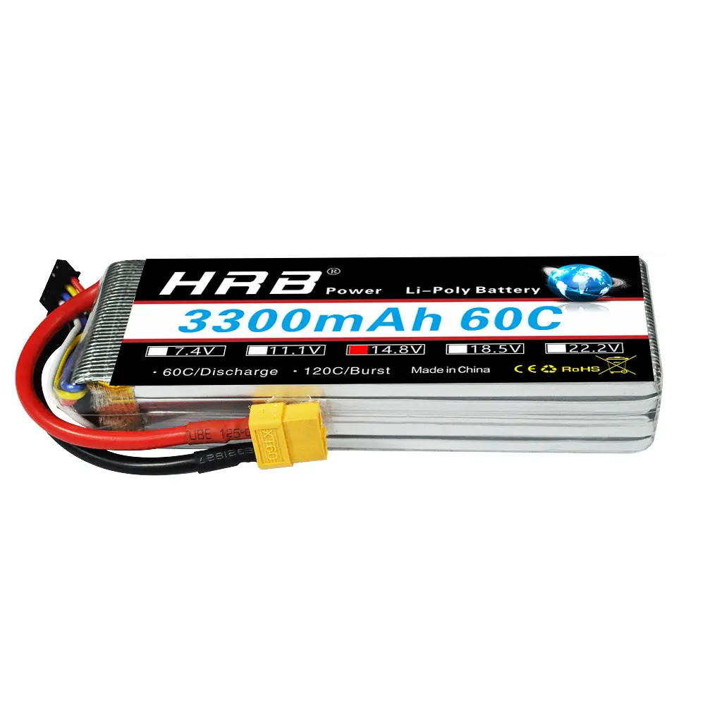 RC Lipo батарея HRB 3300mah 6s 5S 4S 3s 2s 60C скорость передачи данных 120C для Align trex 500 550 600E вертолет беспилотный автомобиль Лодка - Цвет: 4S 3300mah 60C