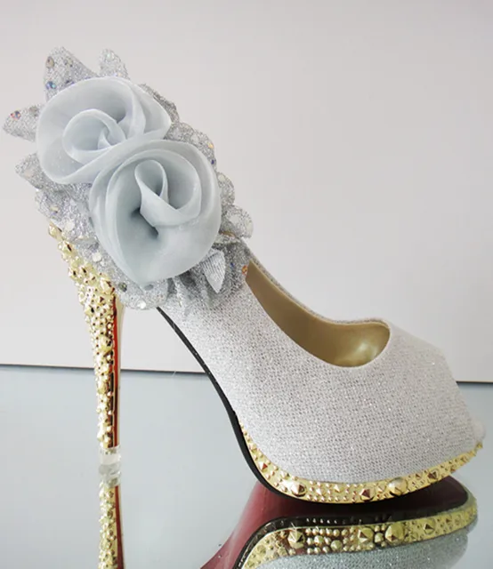 Women Scandal Shoes Ultra High Heels Wedding Bridal Women Scandal Shoes Ultra High Heels Wedding Bridal Platform Flower Red Gold Silver