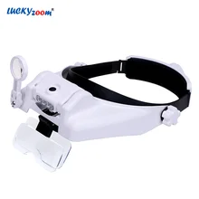 Luckyzoom головная повязка Лупа со светодиодный подсветкой Лупа увеличительные очки 1X 1.5X 2X 2.5X 3.5X 8X лупа третьей руки