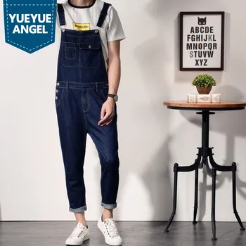 

Large Size Mens Jumpsuits Summer Hot Fashion Streetwear Casual Pencil Pants Mid Waist Pockets Loose Fit Denim Overalls Male