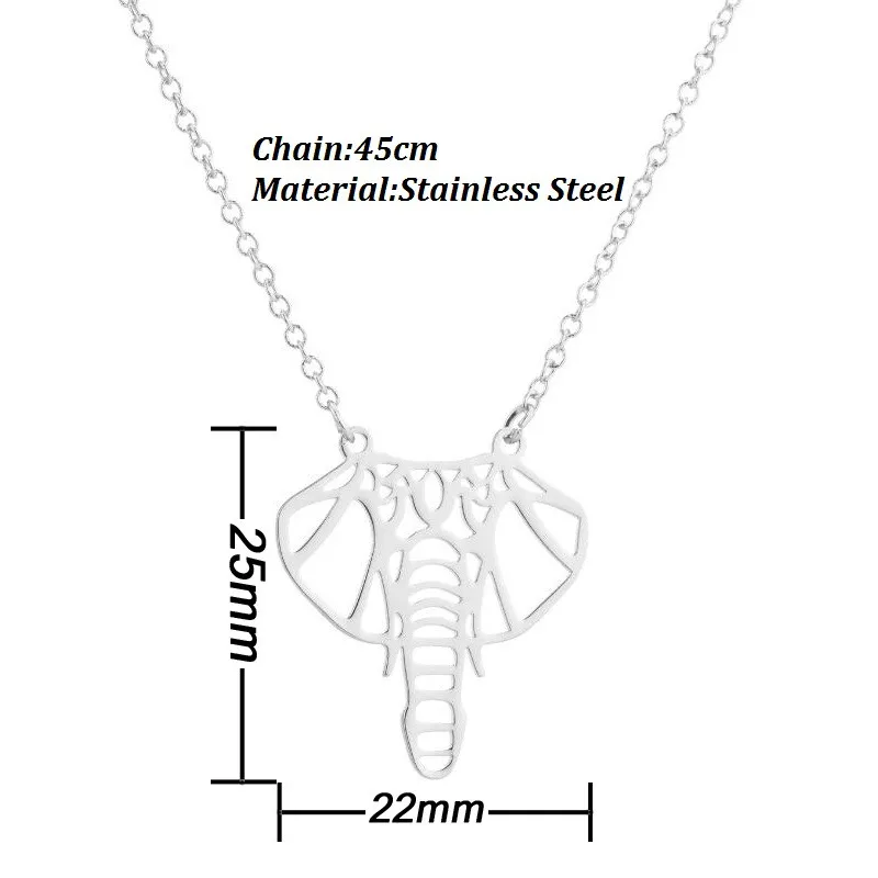Jisensp Origami Animal Pendant Necklace for Women Stainless Steel Jewelry Cute Butterfly Whale Elephant Necklace Choker joias