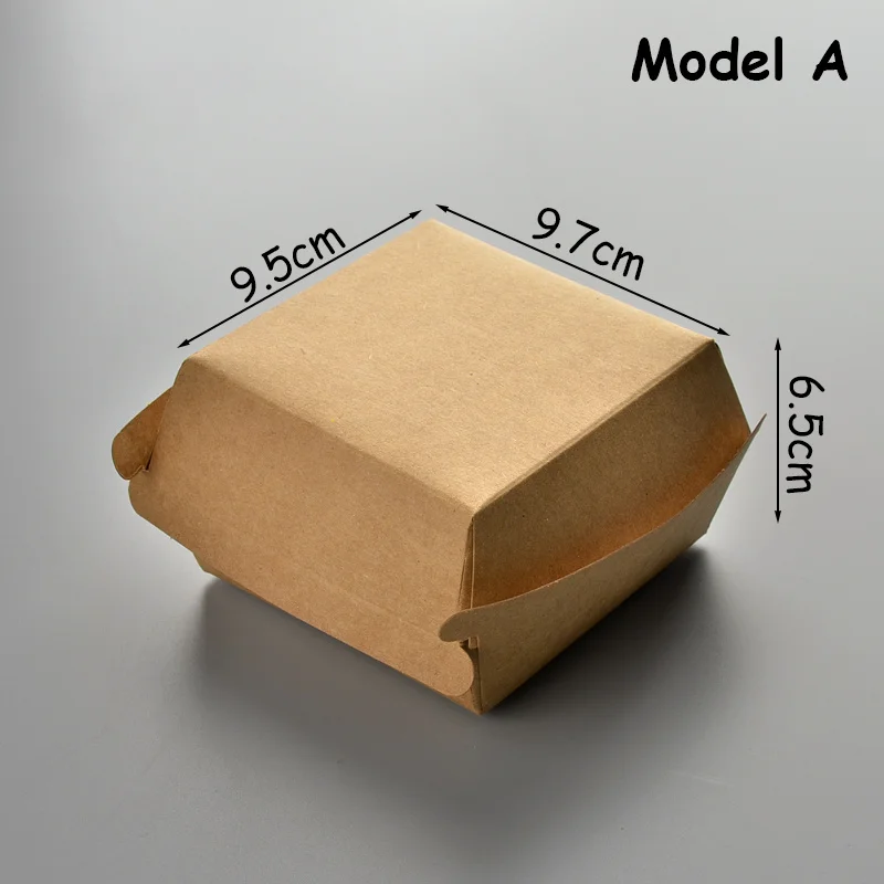 50p Крафтовая упаковка для еды коробка в форме гамбургера одноразовая фаст-фуд жареная курица Beefsteak упаковочная коробка вынос пищевая упаковка Пакеты для собак - Цвет: Moderl A