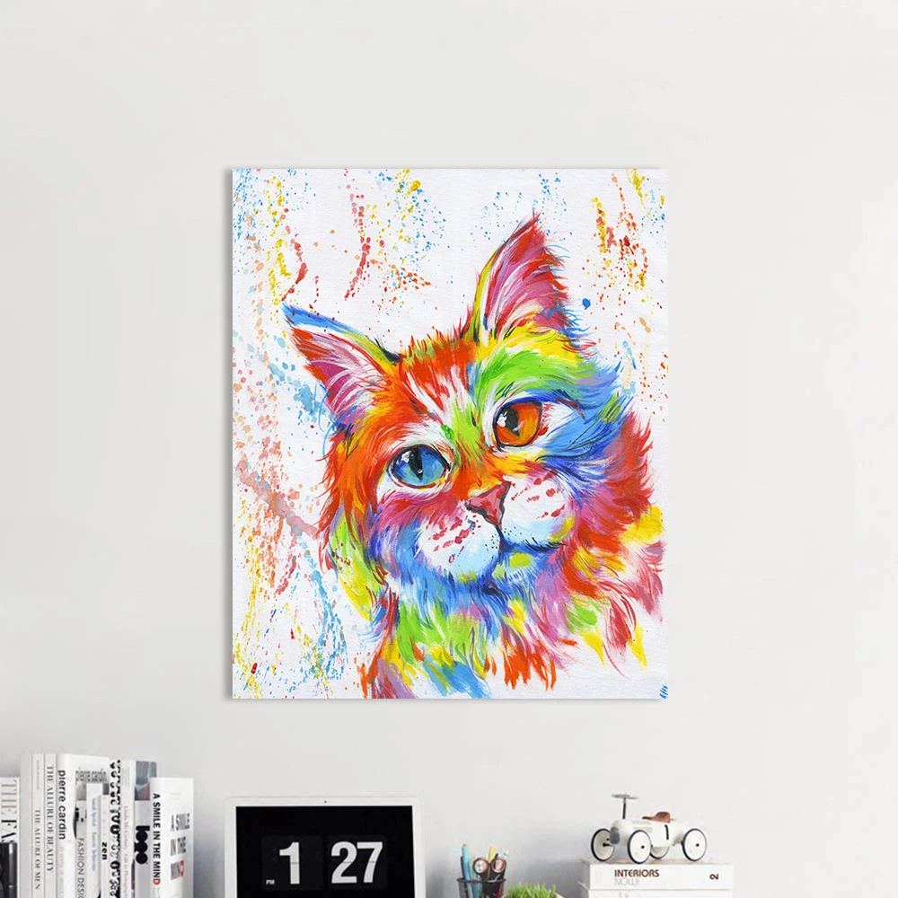 

QKART Wall Art Animal Painting Cat Home Decor Wall Pictures For Living Room No Frame Canvas Painting Posters and Prints