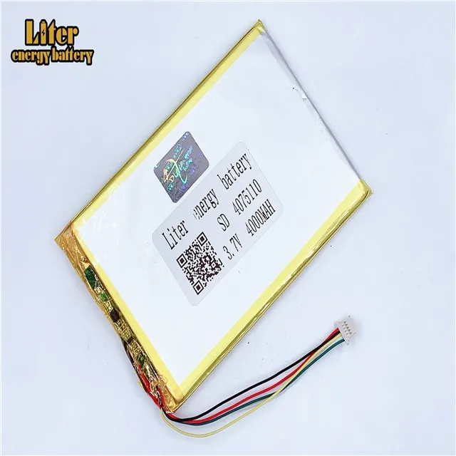 Разъем 1,0-5 P 4075110 3,7 V 4000 mah планшетный ПК lipo аккумулятор в аккумуляторных батареях с полной емкостью