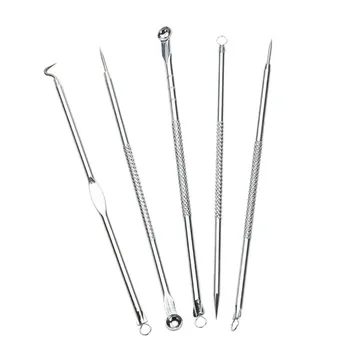 

Blackhead Remove 5 Pcs Stainless Steel Double Ended Nobby Pimple Blemish Comedone Acne Extractor Remover Tool Needles Set