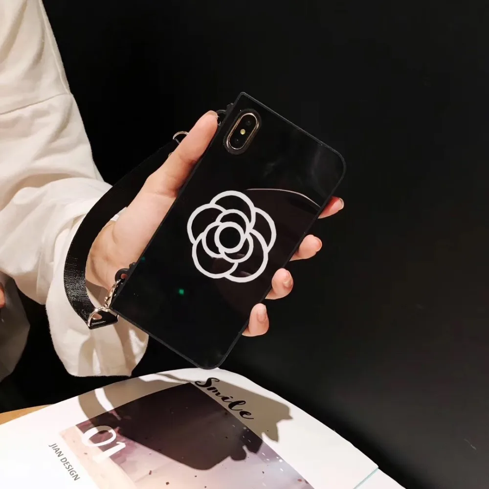 Aoweziic Камелия диагональная Длинная цепочка для iPhone Xs Max XR Чехол мобильного
