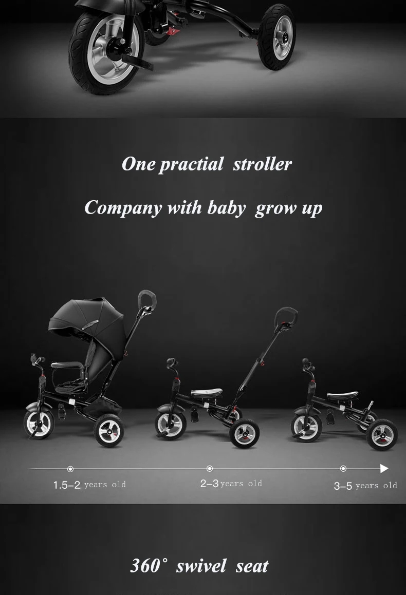 Pouch baby three wheels stroller children bicycle light folding and practical pram kids rain cover high quality for kids