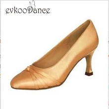 Стиль с волнообразным краем; Zapatos De Baile Latino Mujer Khaki коричневый, черный с золотистый и черный Сальса Атлас Высота каблука 7 см костюмы Обувь для танцев Для женщин NB016