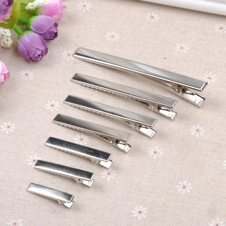 50Pcs DIY Barrette Teeth Hair Clips Utility Flat Single Prong Alligator