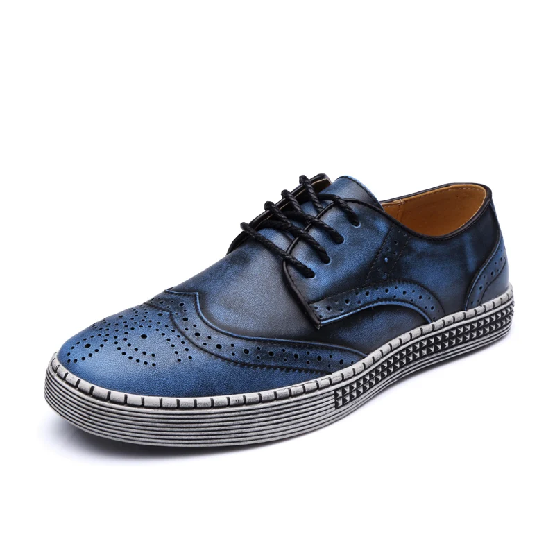 BIMUDUIYU Spring Autumn New Trendy Shoes Quality Genuine Leather Soft Casual Gentleman Brogue Style Men's Shoes 38-48 Large size