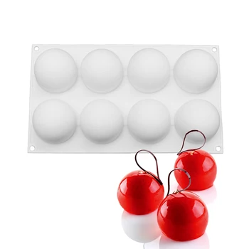 

Silicone 8 Cavities Round Ball Cake Moulds DIY Pillow Shape Baking Pans Dessert Making For Brownie Pudding Decorating Tools