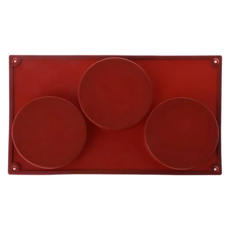

3-Cavity Large Round Disc Candy Silicone Shallow Cylinder Cake Chocolate Mold Decorating Tools Kitchen Baking Accessories