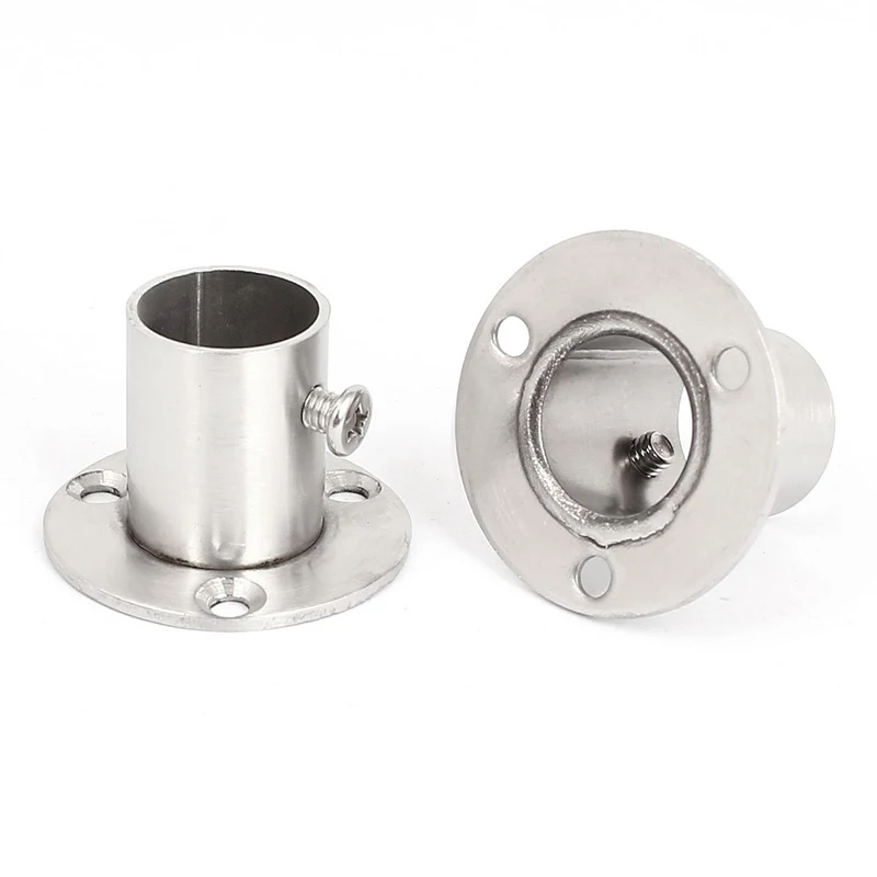 

Wardrobe 19mm Tube Stainless Steel Rail Rod End Support Bracket 2pcs