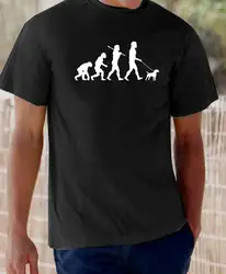 Эволюции человека границы терьер собака футболка новые металлические короткий рукав Повседневная рубашка футболка Топы летом прохладно