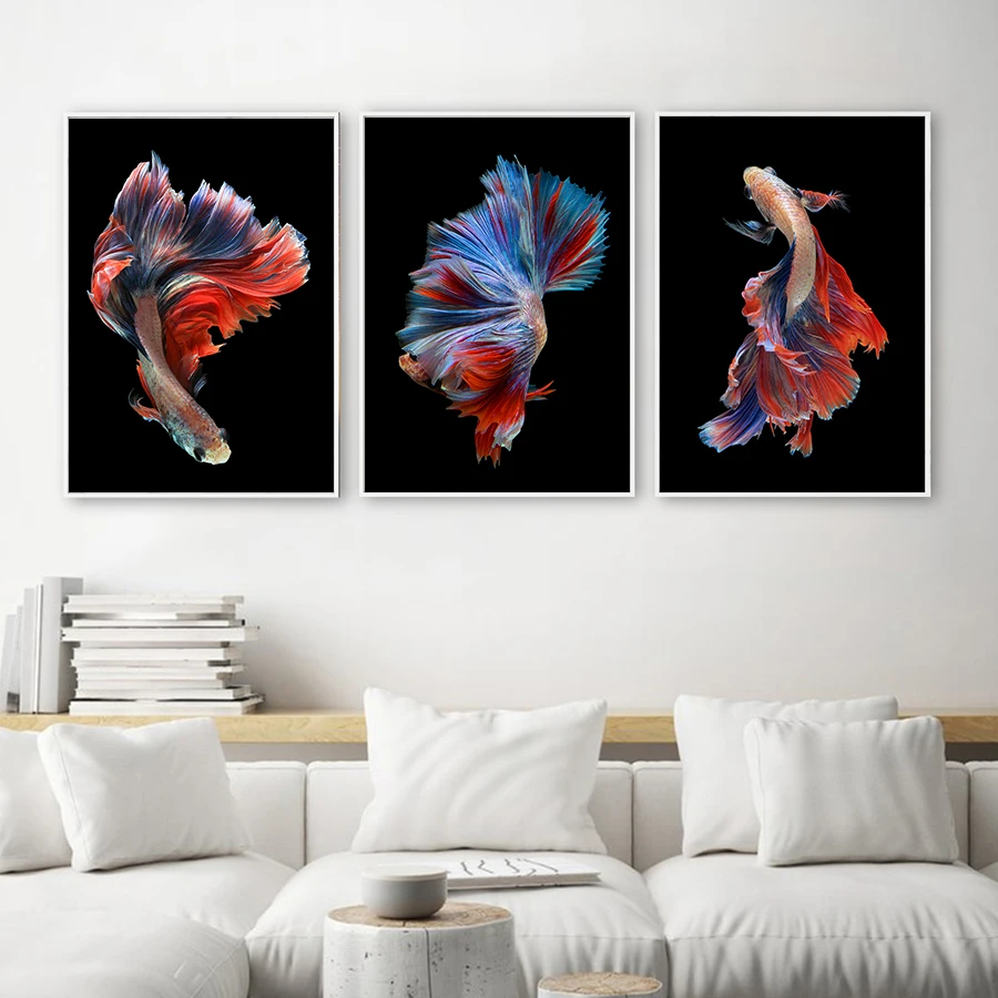 Hand Painted Koi Fish Wall Art Canvas Oil Painting Abstract Animal Posters and Prints Nordic Living Room Wall Pictures Pop Art