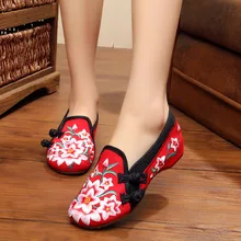 Hot sale new spring Vintage Canvas Flats Shoes Phoenix embroidered shoes comfortable Beijing style dance singles shoes