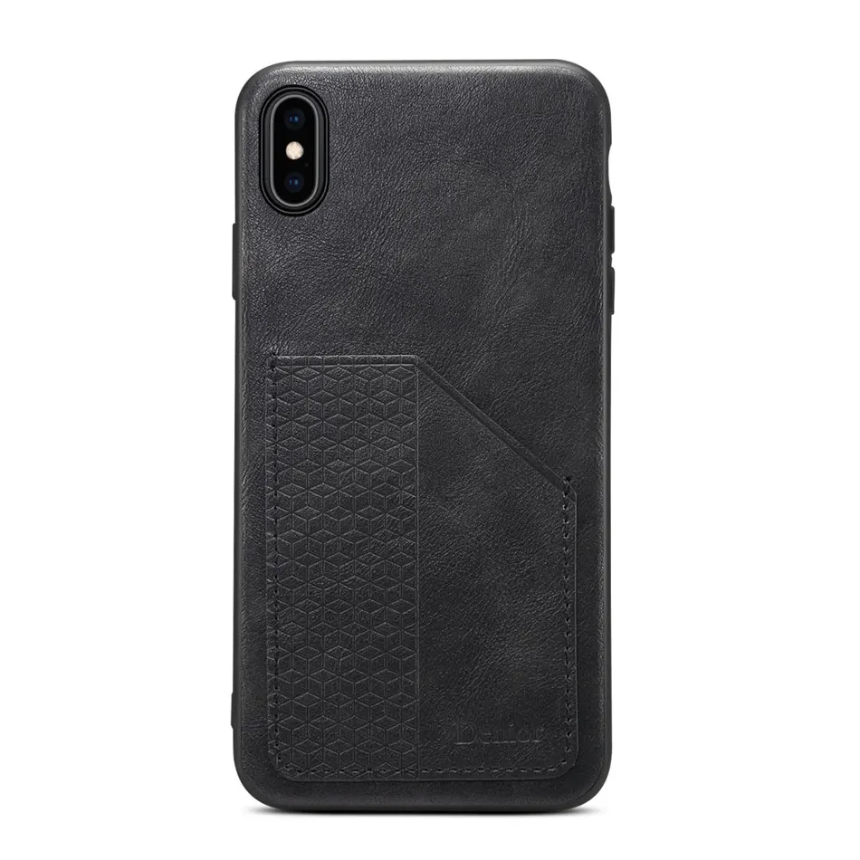 Чехол с держателем для карт для IPhone X 8 7 6 Plus XR XS carcasa Роскошный кожаный чехол для задней панели тонкий чехол для IPhone Xs Max