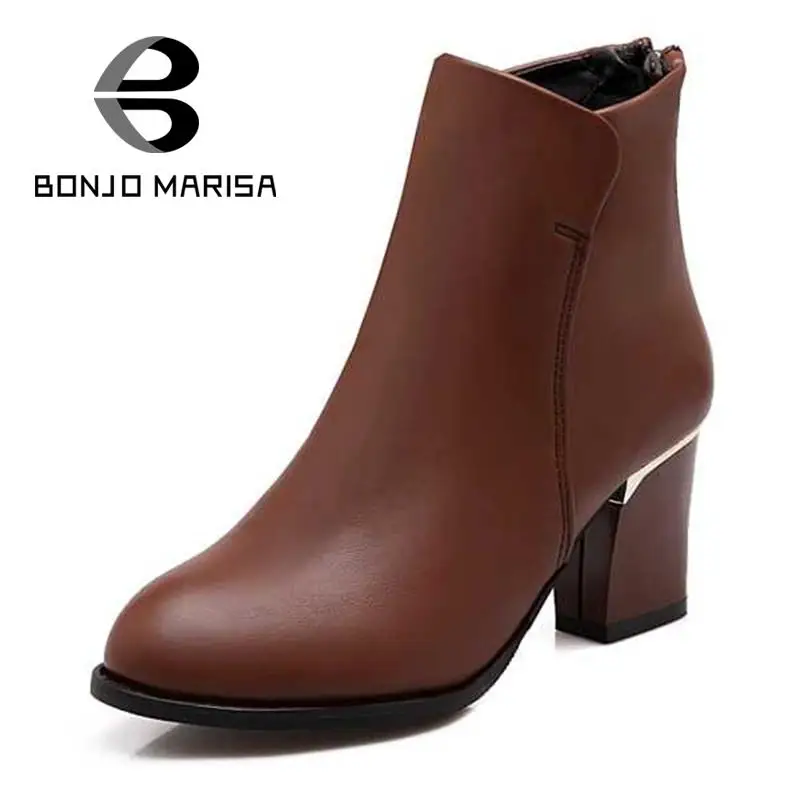 

BONJOMARISA Big Size 32-43 Solid Elegant Style Shoes Women Ankle Boots Round Toe Less Platform Shoes Lady Party Snow Boots