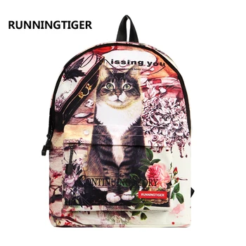 

Fashion Women Bag Backpack Nylon Student Zipper Bags Cute Cate Printing Backpack Casual Backpacks Teenagers Mochila
