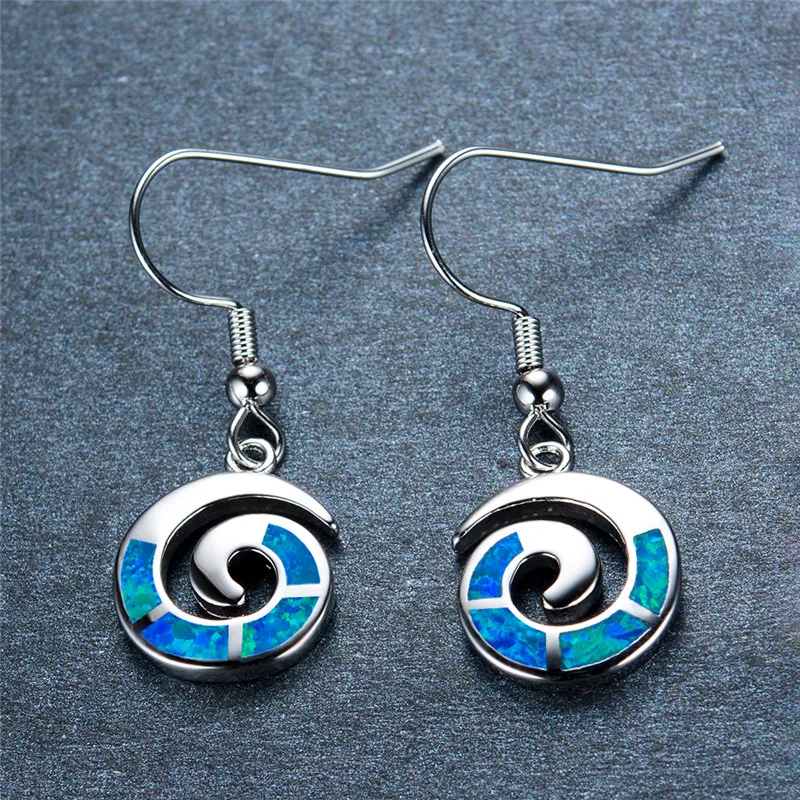 

Boho Women Drop Earring Fashion Blue Fire Opal Earrings 925 Sterling Silver Filled Long Dangle Animal Earrings For Women