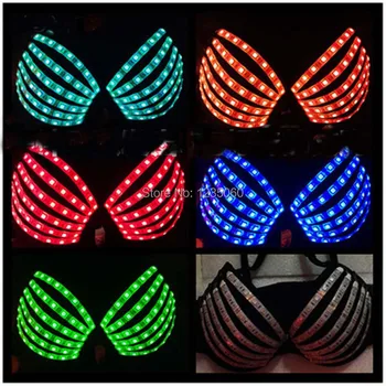 

7 Color RGB Bra Underwear Sexy Lady Bra Laser Show Stage Costumes For Singer Dancer Nightclub Performers