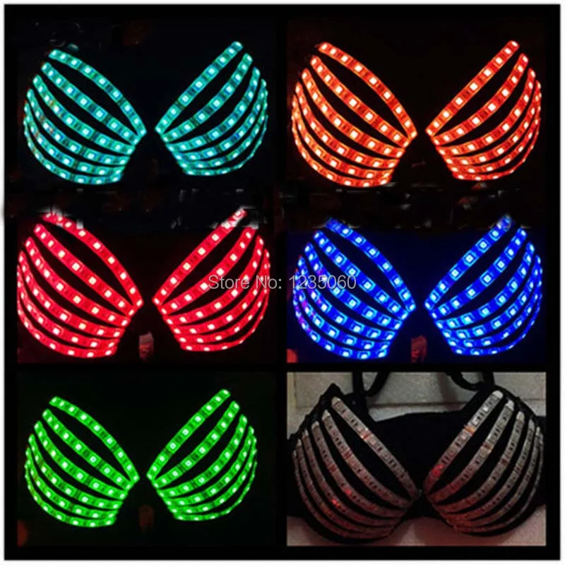 RGB светодиодный бюстгальтер для DJ клуба светящееся нижнее белье костюм вечерние