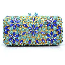 Для женщин модная свадебная Кружево день Золотой Клатч Свадьбы ужин Вечерние сумки хрустальные бриллианты невесты день сцепления кошелек Q50