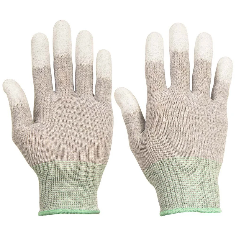 BearHoHo Antistatic Gloves for Computer Reusable Washable Carbon Fiber Electronic Industrial ESD Finger Gloves with PU Coating