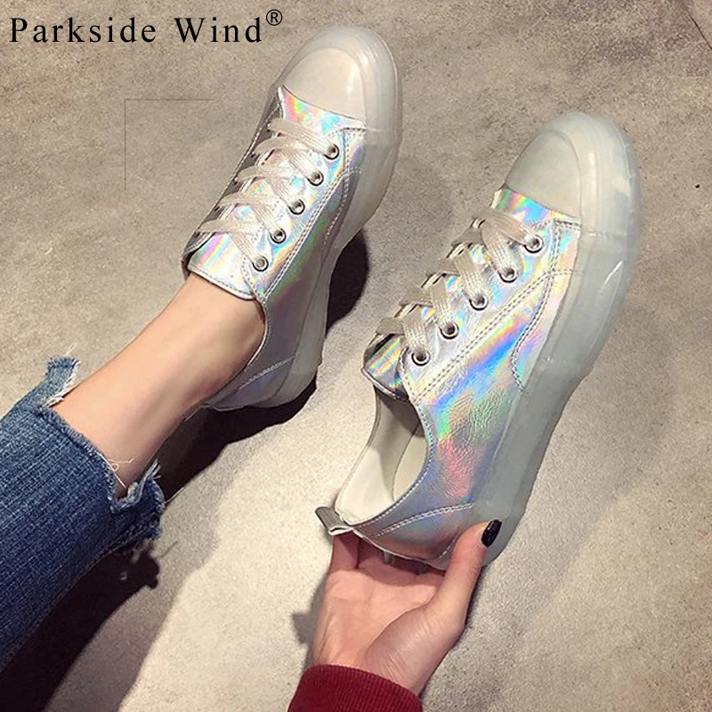 

Parkside Wind Transparent Leather Women Sneakers Silver Bling Platform Sneakers Women Shoes Vulcanized Chaussures XWA3565-45