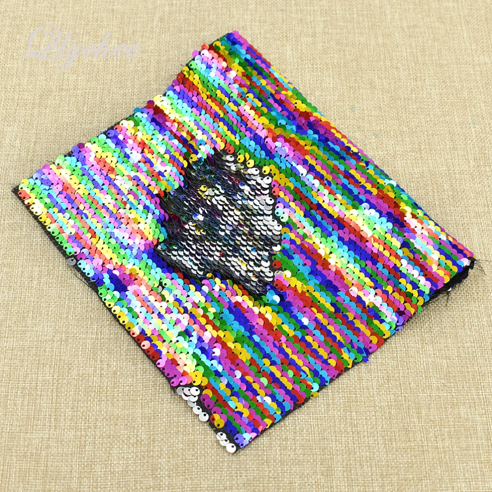 

A4 21*29cm Colorful Rainbow Reversible Sequin Fabric For Women DIY Clothes Handbag Decor Sewing Patchwork