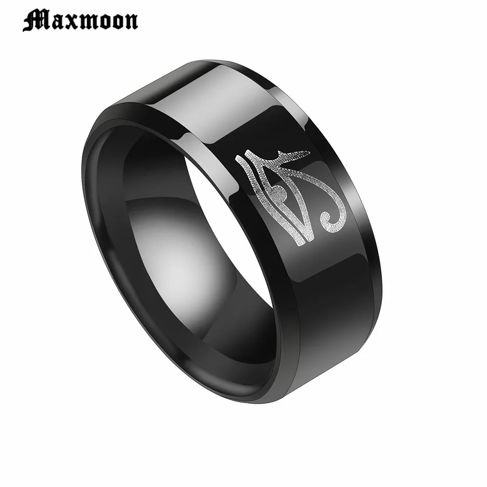 Мужской подарок Maxmoon кольцо из нержавеющей стали 316L черного цвета с египетским