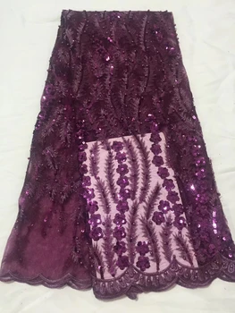 

Best-selling purple tulle lace fabric, high quality African lace fabric with sequins, bridal mesh lace CD27751