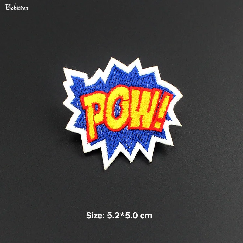 1pcs as photo Популярные WOW OOPS POW HEY Oh Yeah Переводные железные нашивки для одежды вышитые значки для шитья Аппликация DIY наклейки - Цвет: 1pcs as photo
