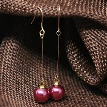 Candy colors 8 style multicolor long dangle earrings shell simulated-pearl 8mm hot sale gold plated eardrop earbob jewelry B1826