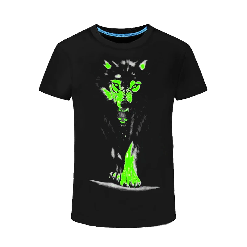 Funny Fluorescent T Shirt Men Animal Wolf 3D Pattern Luminous In Night Short Sleeved Teens Tee Shirts Glow In Dark Black Tops Funny Fluorescent T Shirt Men Animal Wolf 3D Pattern Luminous In Night Short Sleeved Teens Tee Shirts Glow In Dark Black Tops