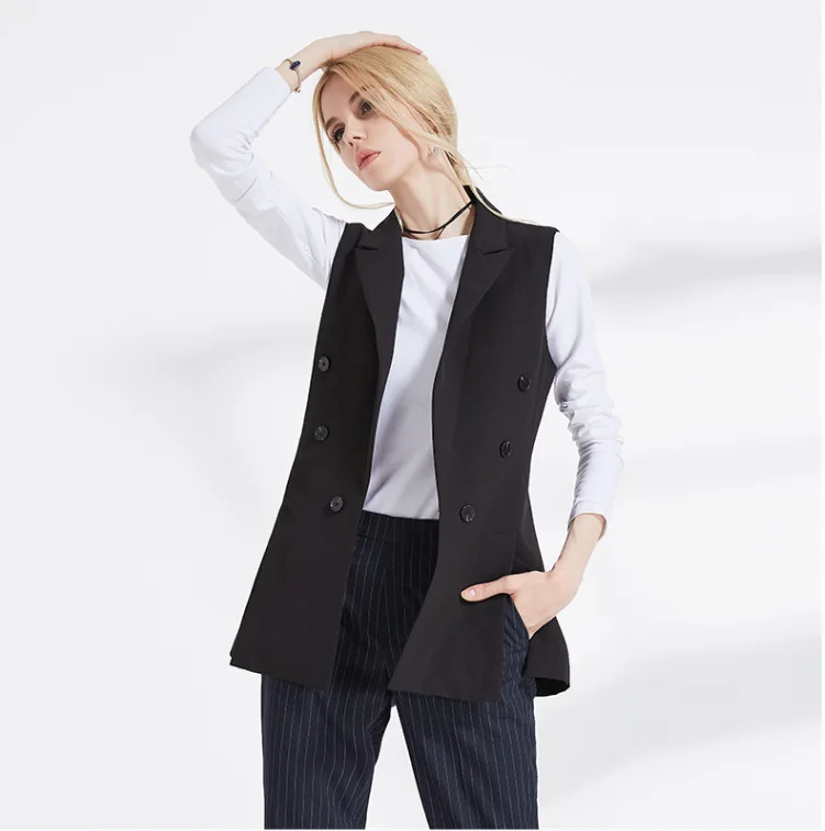 2018 chalecos Chaquetas de moda para las mujeres, negro