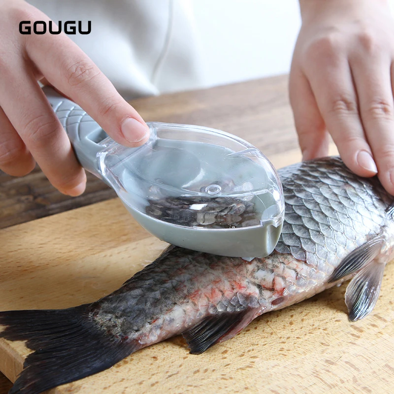 

GOUGU Practical Fish Skin Scraper Scaler Sharp Knife Cleaning Peeler Fast Remover Brush Graters Kitchen Tools 1PC