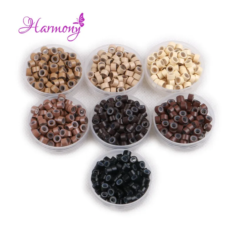 

500pcs/lot 4.5mm Aluminium Silicone Lined Micro Rings/Links/Beads for Feather Human Hair Extensions