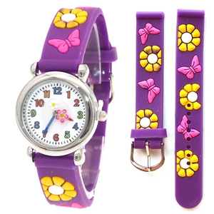 Reloj analógico de silicona para niños y niñas, accesorio de pulsera con diseño de mariposa bonita en 3D, color azul, A24