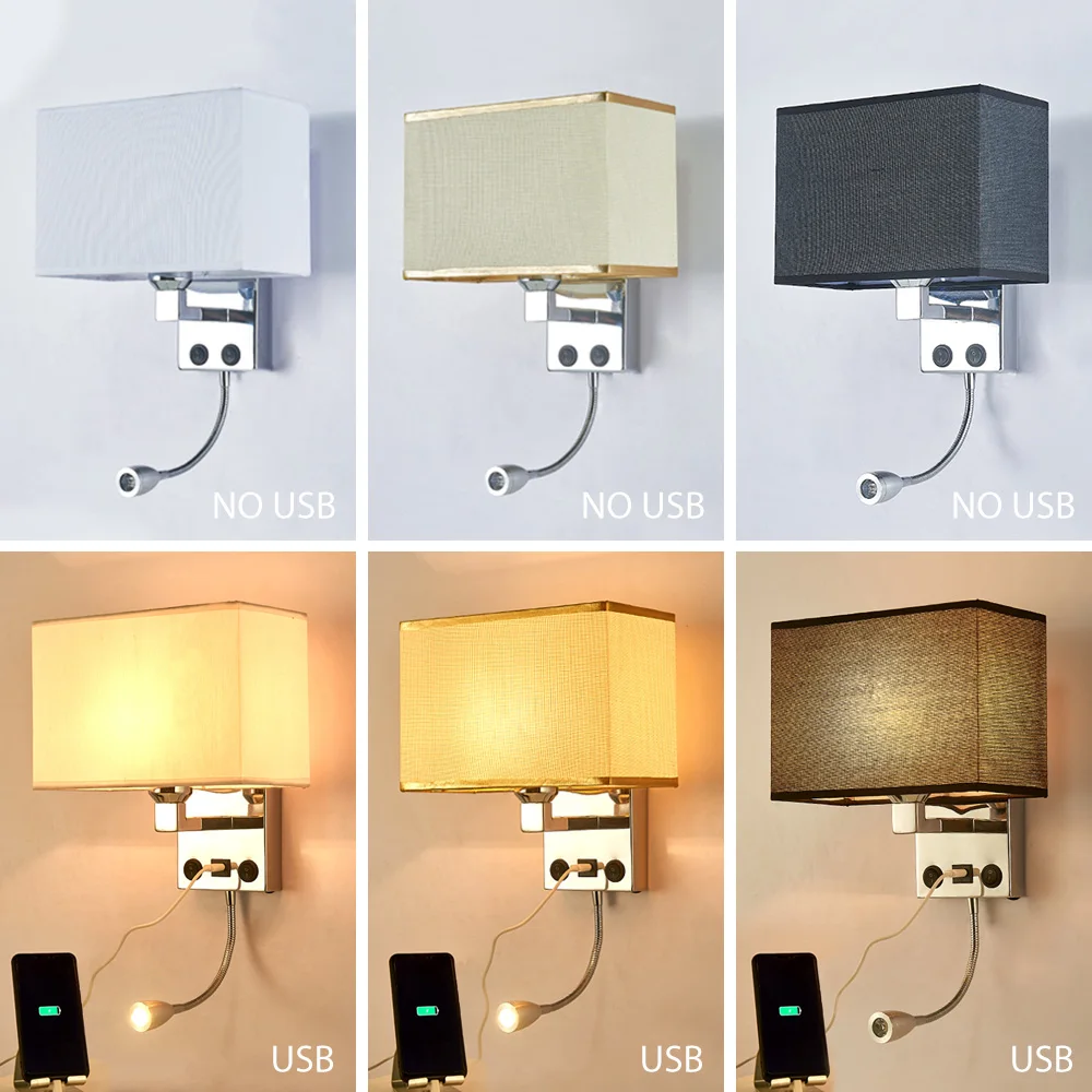 LED E27 Bulb Wall Light Modern Bedroom Bedside Hotel Living Room Wall Sconce Lighting 7W 85-265V Indoor Night Lighting Fixture  (2)
