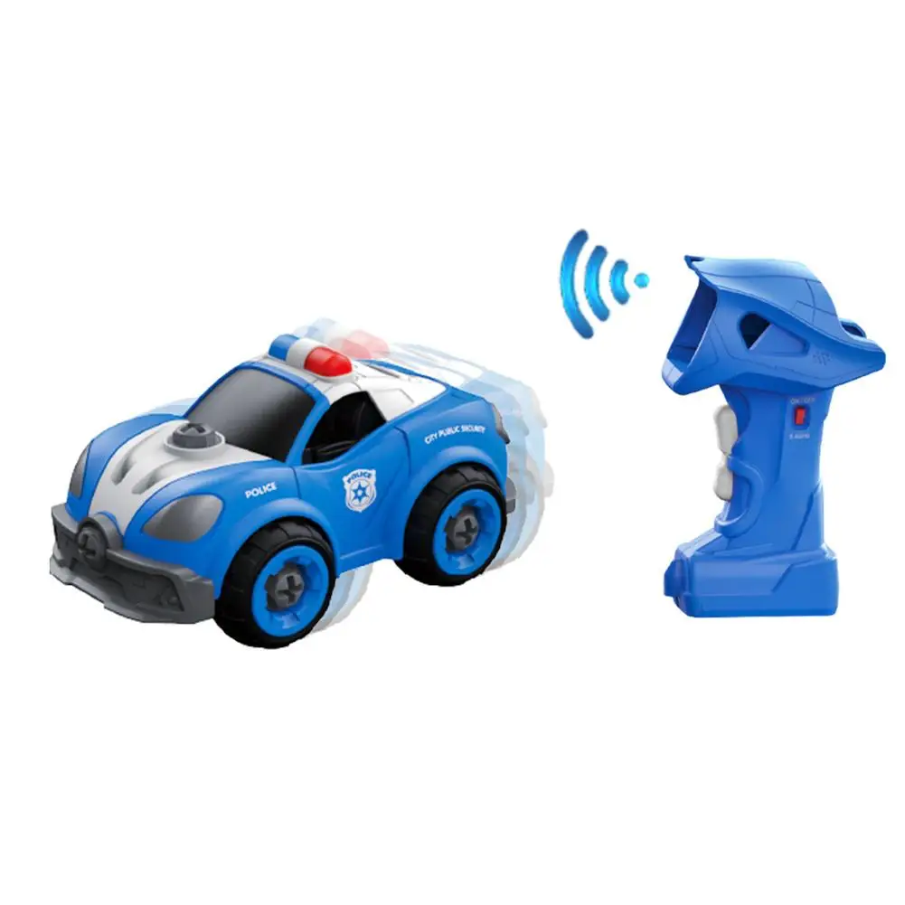 

Remote Control Car DIY Assembly 2.4G Wireless Remote Control With Sound Effect Transport Police Rc Car Toys